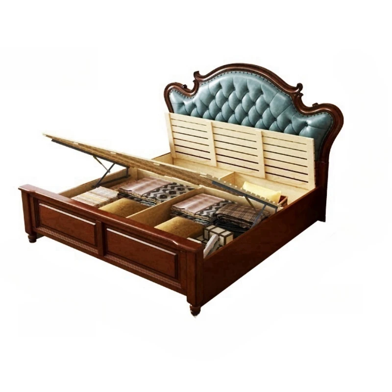 Customized American all -solid wood Antique and soft King bed Bedroom furniture set