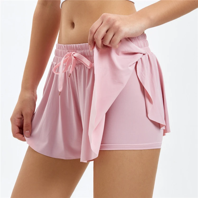 Summer Woman Skirt Tennis Wear Sports Running Golf Shorts Customize Logo 2 In 1 Shorts Girls Yoga Skirt