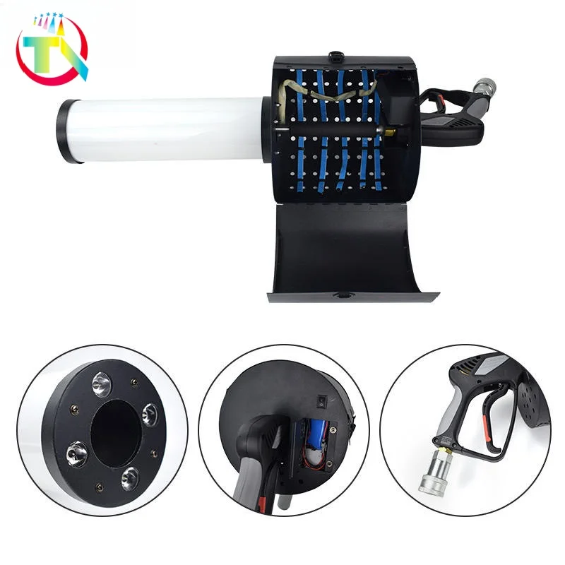 Stage DMX Colorful LED CO2 Confetti Gun Manual Control 1-8M Metal Airsoft Cannon for Party Events