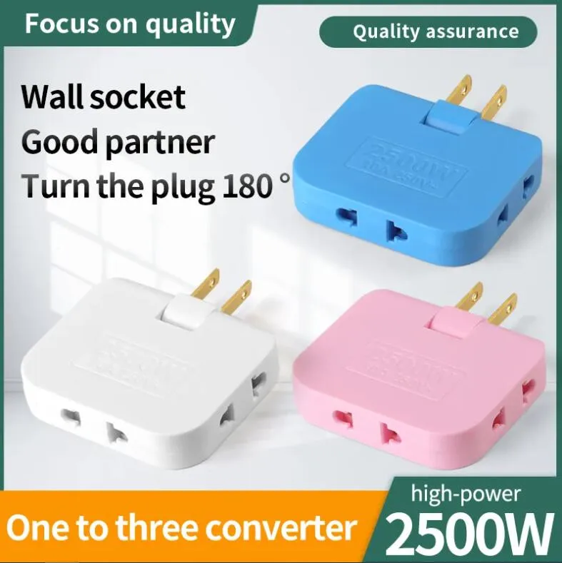 US Plug 180 Degree Rotatable Socket Converter 3 in 1 US Extension Plug Multi-Plug Mini Slim Wireless Outlet Adapter Sockets