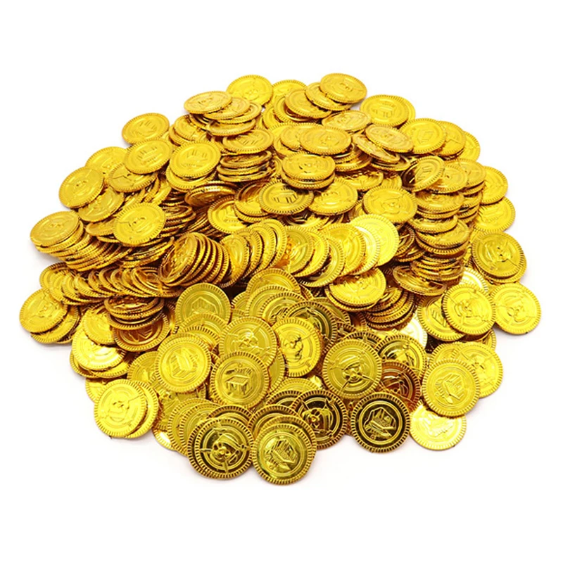 Plastic Pirate Gold Coin Game Coins Pirate Treasure Hunt Treasure, Kids Toys Party Props Decoration Party Gift Lucky Draw Game