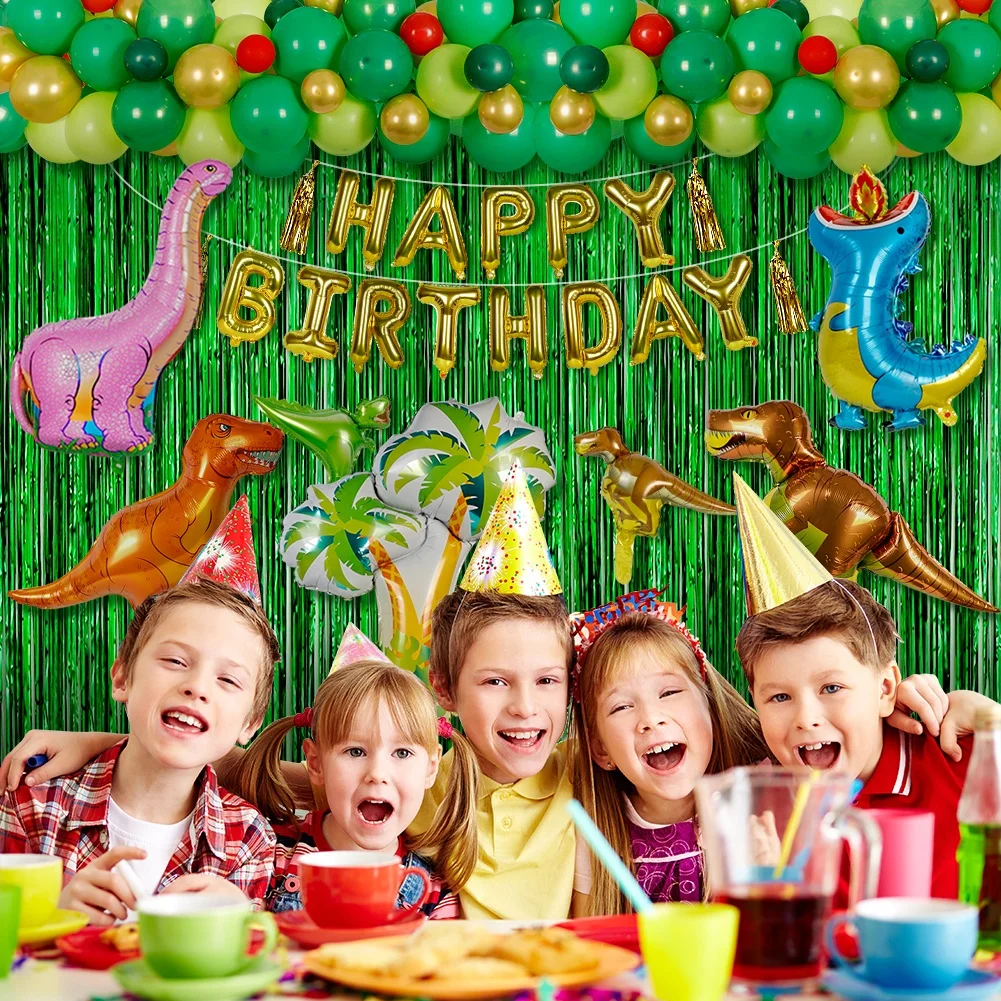 Ourwarm Printed Cartoon Animal Kids Decorations Tassel Banner Set Latex Foil Happy Birthday Party Balloons