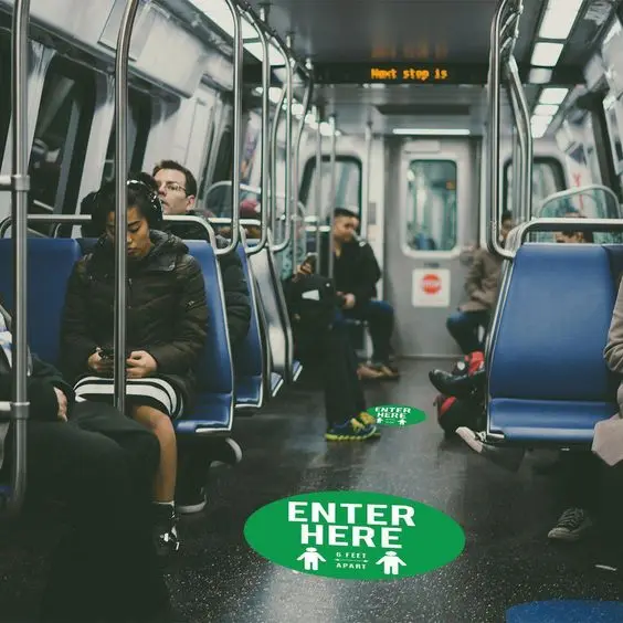 Floor Sign Sticker Anti Slip Custom Die Cut Vinyl Waterproof Vinyl Sticker Distance Safety Sign Sticker