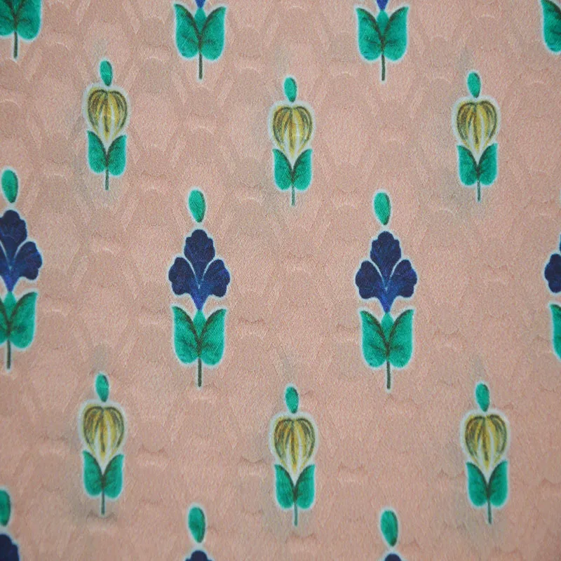 OEM Orange Floral Textiles Digital Print for Ladies Dress Pure 100 Silk Jacquard Fabric