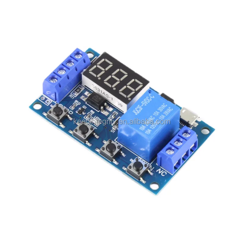 One way delayed power-off relay module disconnects and conducts circuit board triggering cycle timing circuit switch
