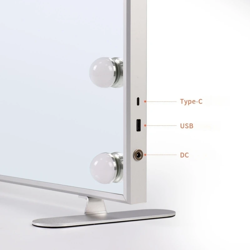 3 Colors Lighted Hollywood Style Mirror Vanity Princess Mirror to Makeup Square Crystal Silver Round Pocket Mirror Led