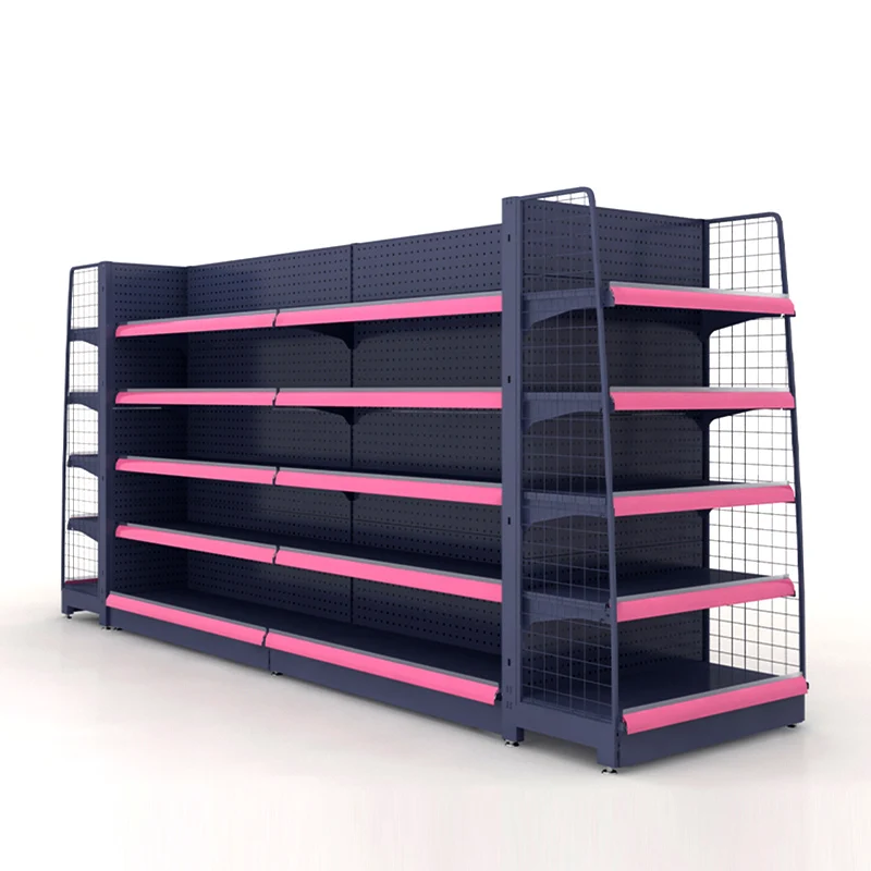 Custom Heavy Duty Metallic Supermarket Gondola Shelves Display Rack for Supermarket