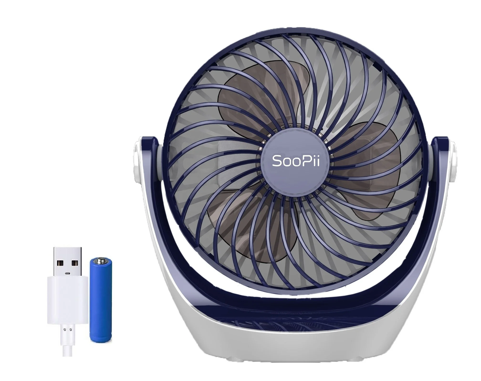 
 USB-вентилятор SooPii с аккумулятором и ночником, 360 градусов, широкий угол подачи воздуха  