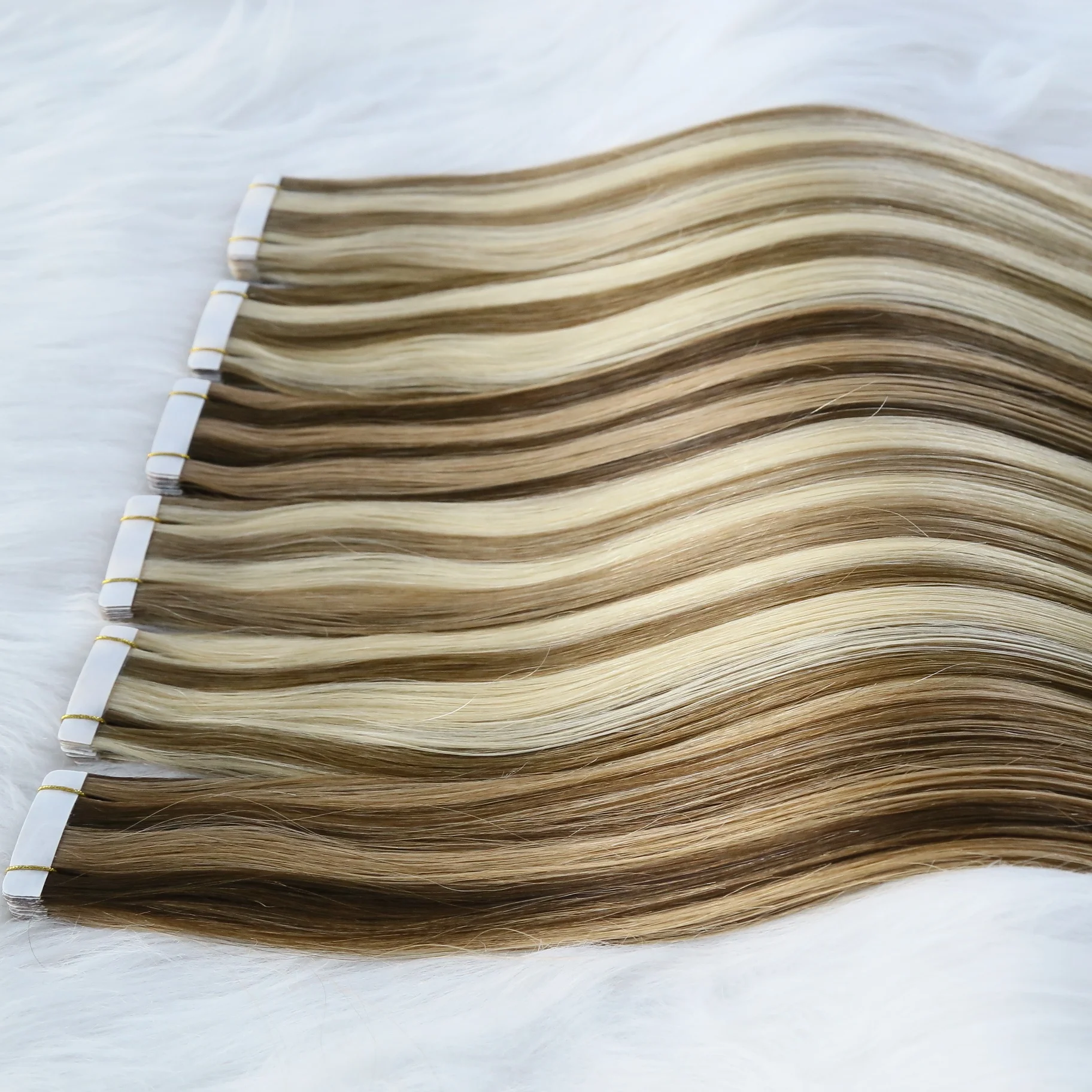 Wholesale  Top Quality Brazilian  Cuticle Virgin Remy Hair  Piano Colors Tape In Hair For Luxury Brand