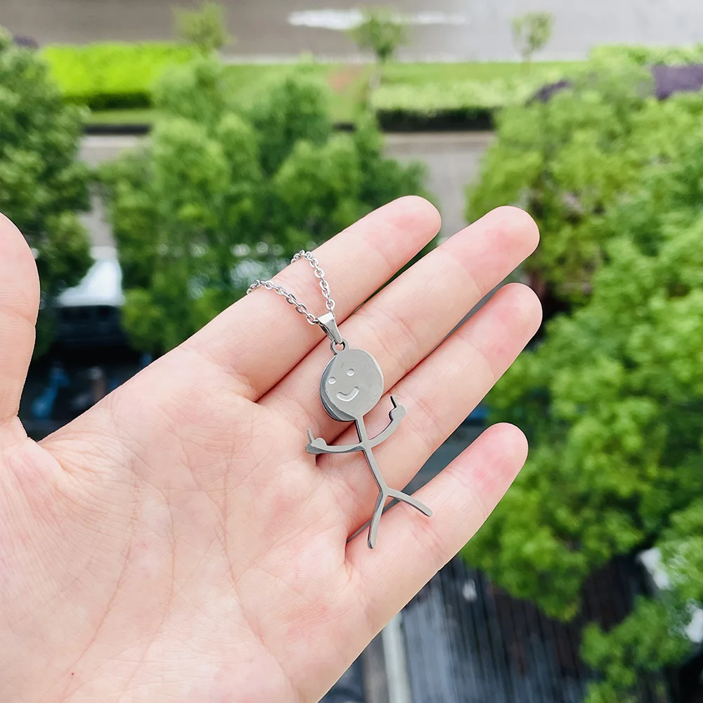 Funny Doodle Necklace For Men Middle Finger Pendant Fashion Personalized Hand Gesture Necklace Hip Hop Fuxk You Necklace