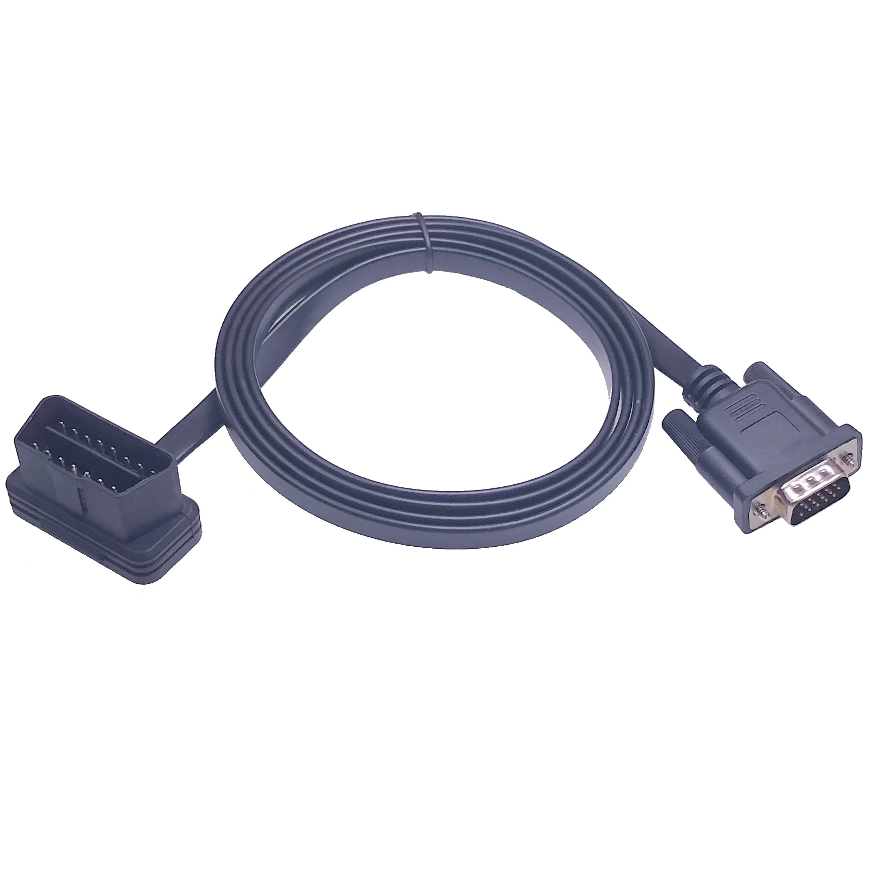 Factory 12V 24V OBDII 16Pin Male To DB9 RS232 Extension Obd2 Diagnostic Cable Vehicle Data Cable