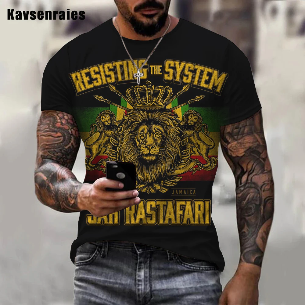 Рубашка с 3D принтом Jah Bless для мужчин летние короткие футболки Rastafari большого размера Haile Selassie от OEM и ODM 2022