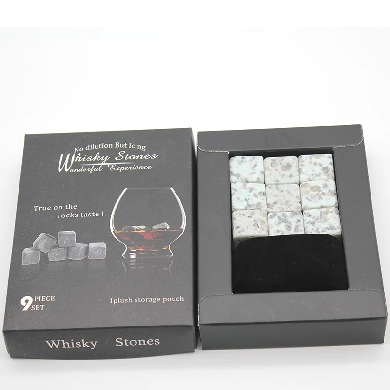 Whiskey Stones Manufacturer Combination Obsidian Gift Set BPA Free Chilling Whiskey Stone Stainless Steel Ice Cubes