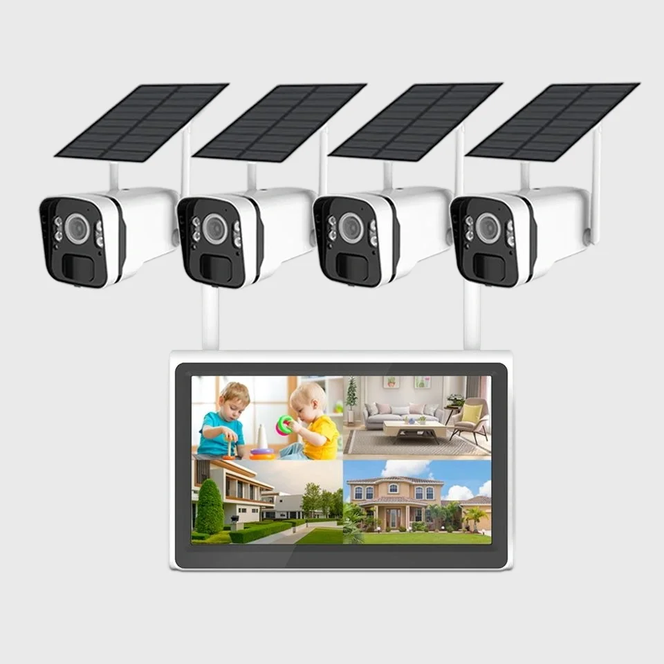 Outdoor Home 4CH IP66 Waterproof NVR 4MP Wifi Wireless Solar PTZ Security Camera System