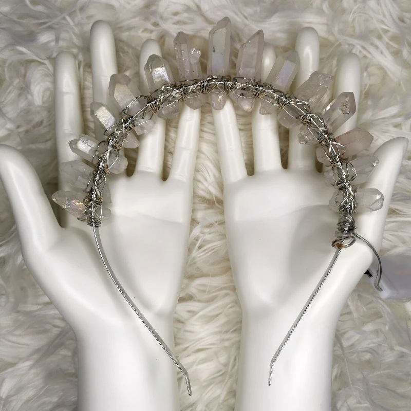 2022 LED luminescent natural crystal hair hoop pure hand web celebrity artifact hair hoop hair accessories custom for rave gears