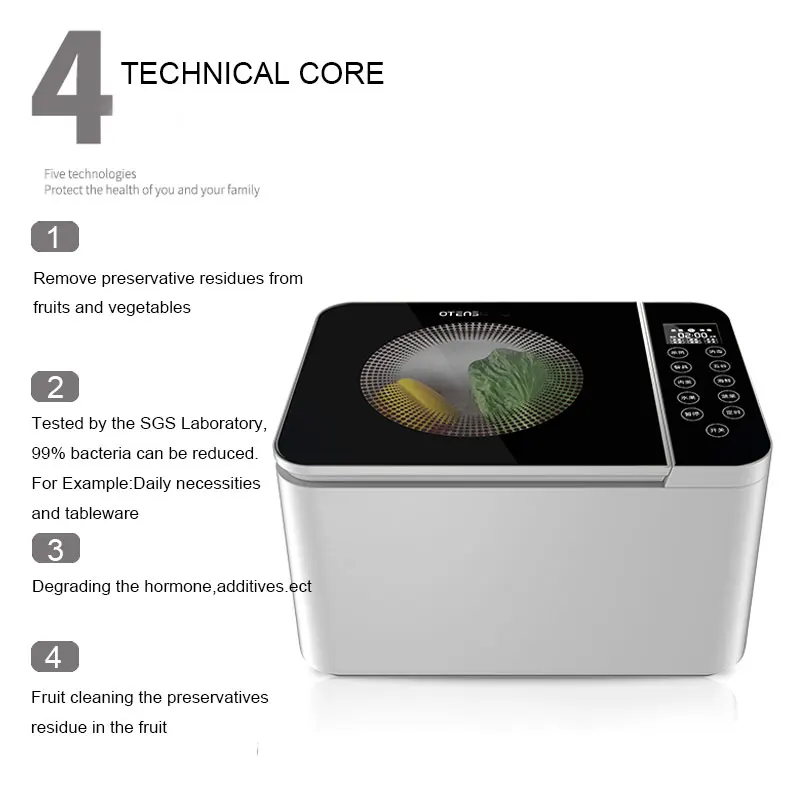 
Smart Digital LCD Panel Multifunction Ozone Meat Fruit Food Purification Machine 11L vegetable washer 