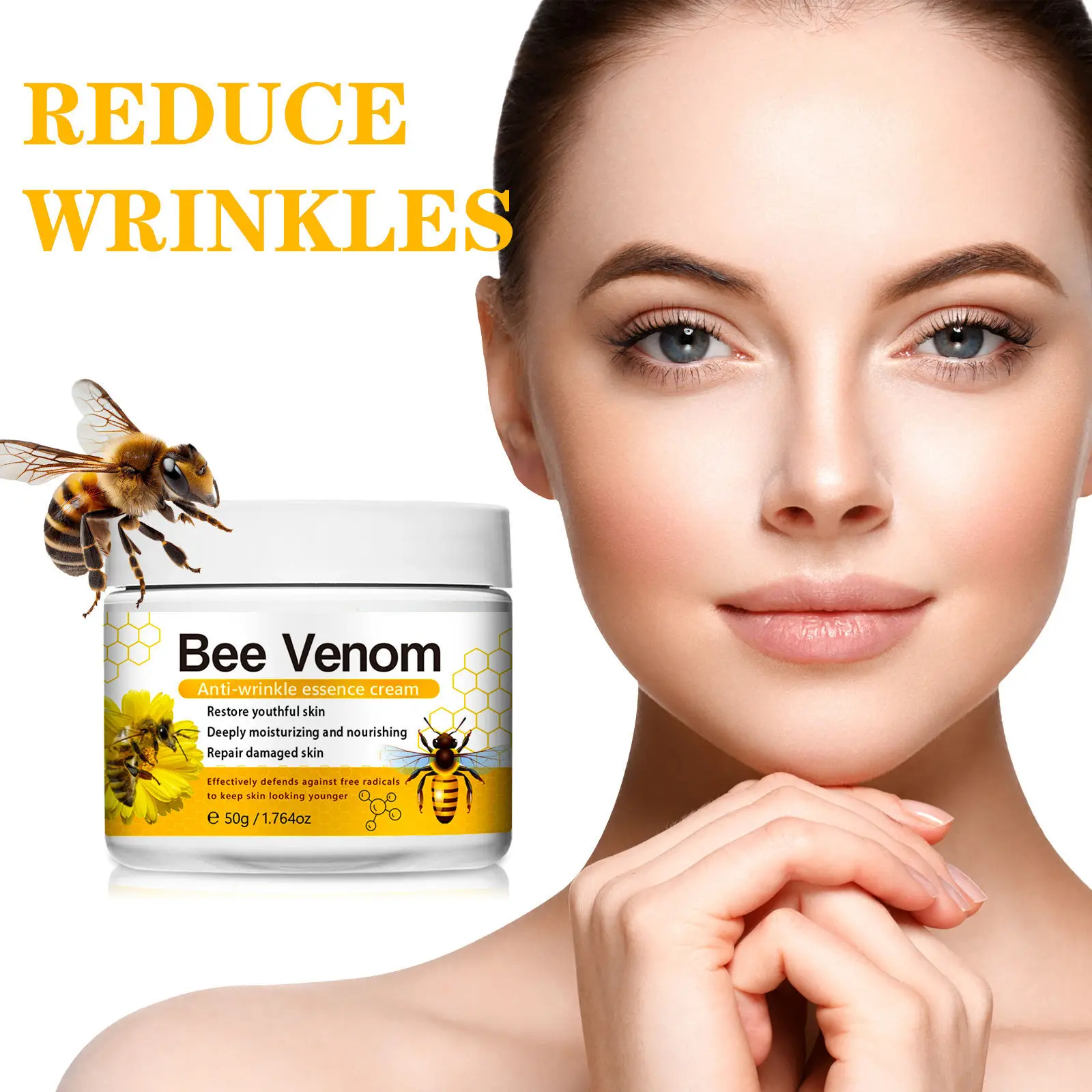 Oem Bee Venom Anti-Wrinkle Cream Anti-Wrinkle Hydrating Light Lines Brightening Wholesale Facial Anti-Wrinkle Cream 50G