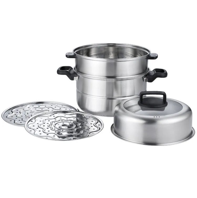 3 слоя из нержавеющей стали пароварка и посуда Кастрюля со стеклянной