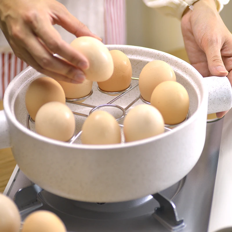 Double Layer Stainless Steel Egg Steamer Rack Two Tiers Metal Egg Holders