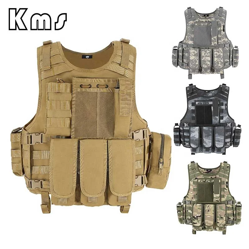KMS Custom Outdoor Polyester Protective Security Hunting Lightweight Tactical Vest Plate Carrier With Pouches