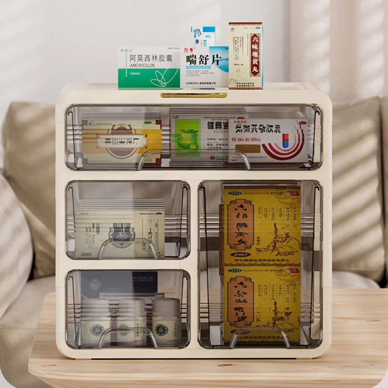 Sesame Household Medicine Classification Storage Box Drawer Type Storage Cabinet For Commonly Use Medicines Multifunctional Bin