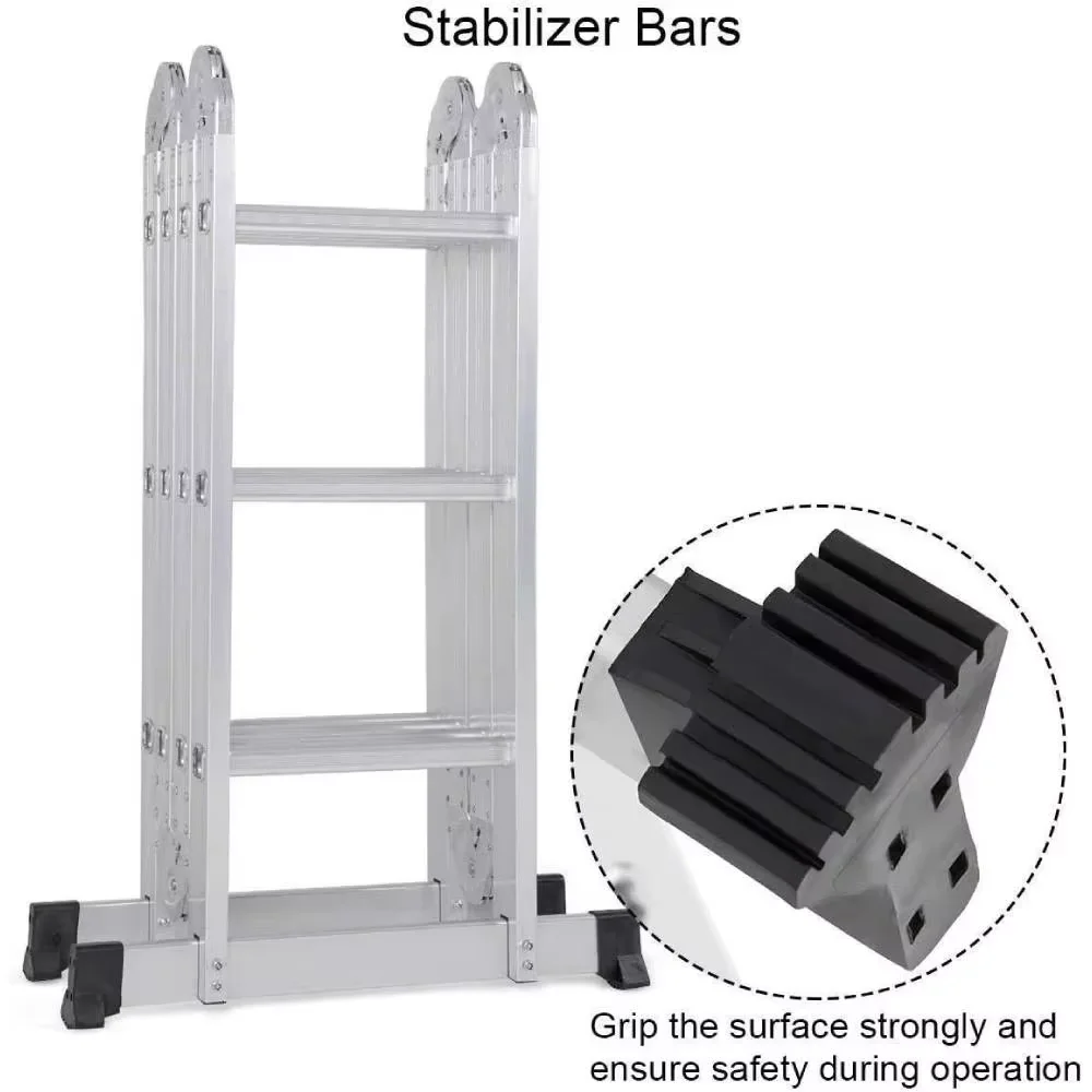 Modern Lightweight Portable Indoor Folding Ladder Aluminum Ladder Multipurpose Home Combination Ladder