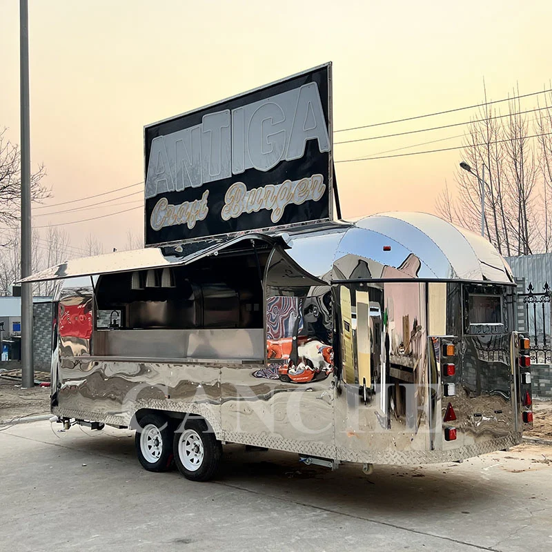 Fully Equipped Fiberglass Trailers Fast Street Retro Australian Standard Concession Mobile Food Cart Trailer with VIN CE COC