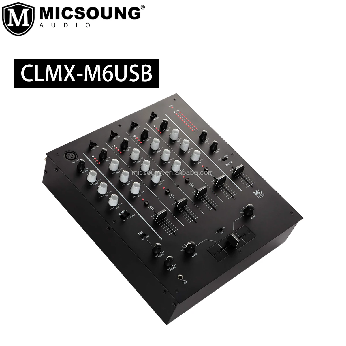CLMX-M6USB 4-channel DJ Mixer With Built-in Audio Interface 3-Band EQ Microphone Input And Replaceable Slope Control CrossoversI