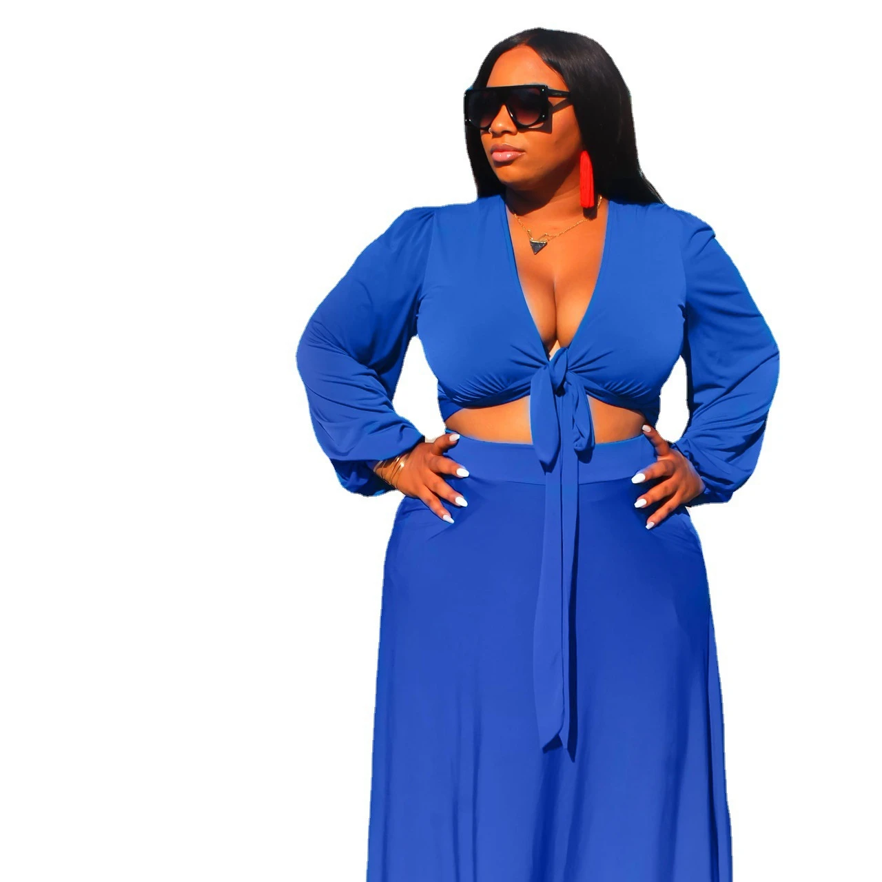 2021 новая однотонная женская юбка, свободная длинная юбка большого размера с длинным рукавом, комплект из двух предметов