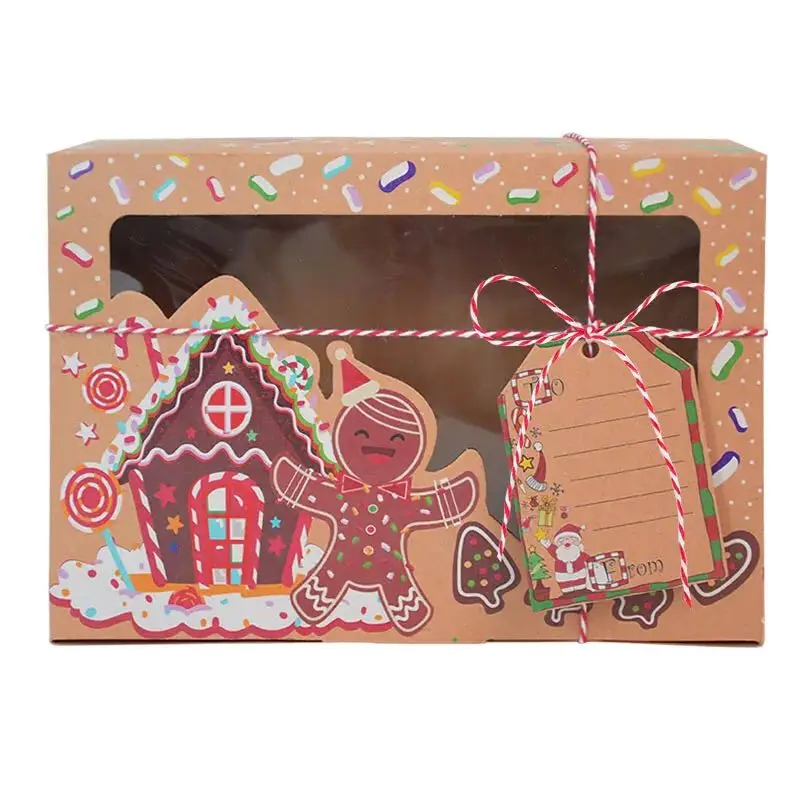 Merry Christmas Cookie Boxes Cupcake Brownies Christmas Paper Bakery Treat Boxes For Packaging