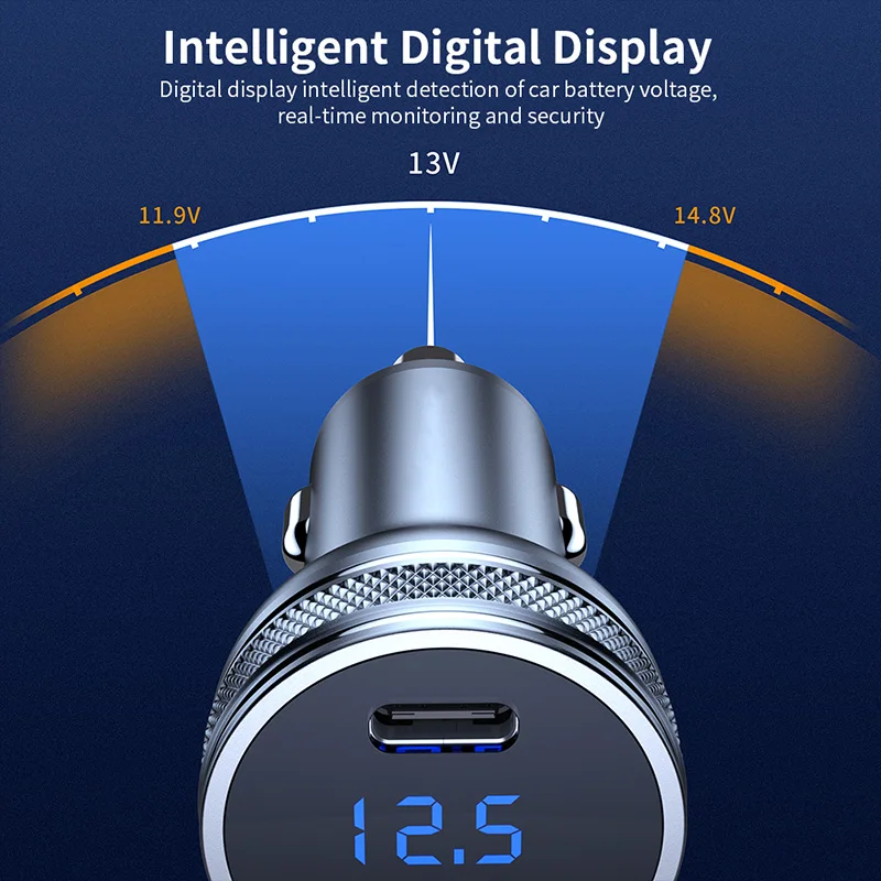 The New 36W PD Car Charger with QC 3.0 Digital Display usb portable charger Fast Charging Ibd New Arrival 58w 3 Ports