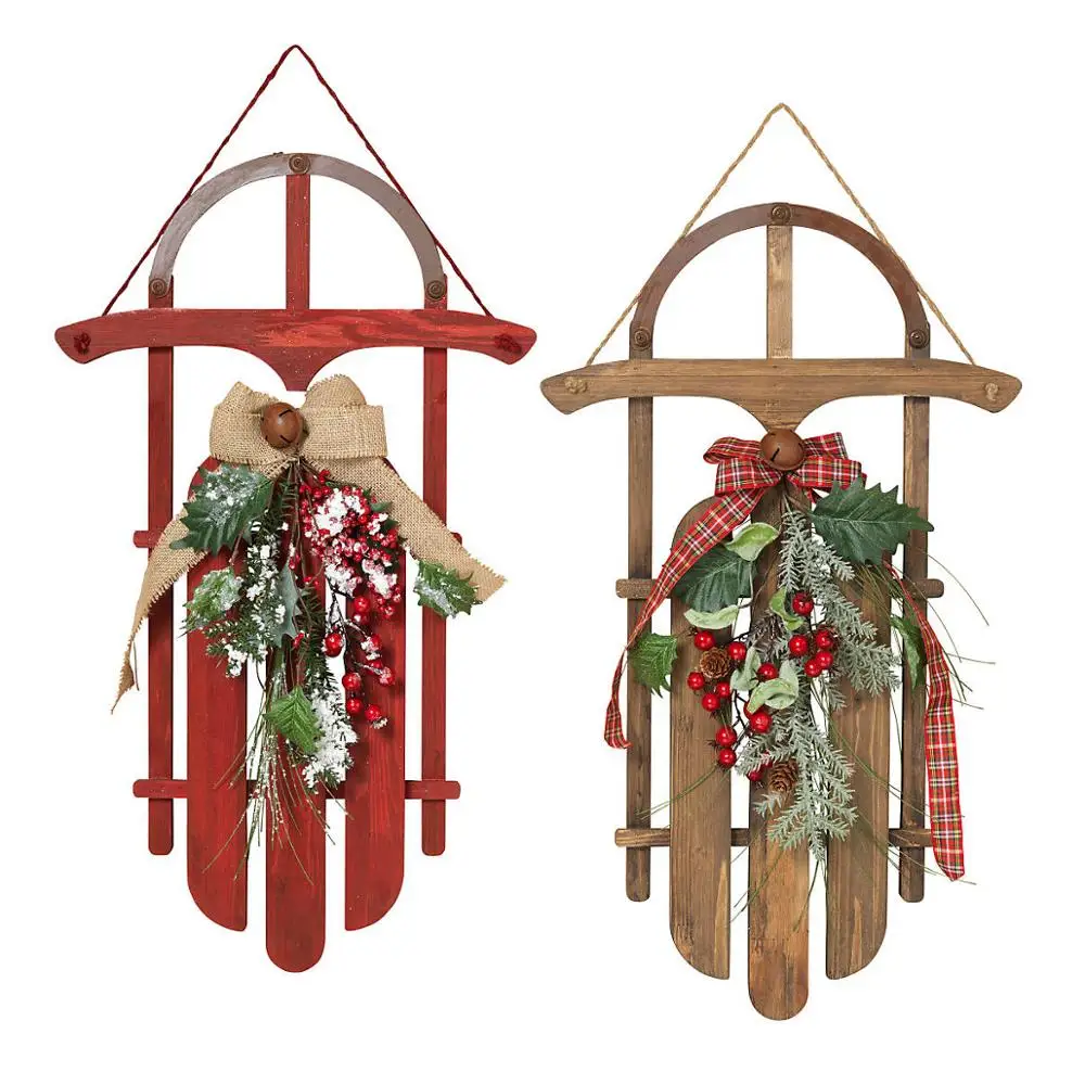
Christmas Home Decoration Wooden Christmas Hanging Sled 