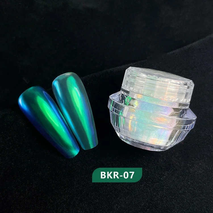2024 New Aurora Chrome Powder Nail Chameleon Pigment White Pearl Chrome Powder Nails Super Fine 7 Colors For Nails