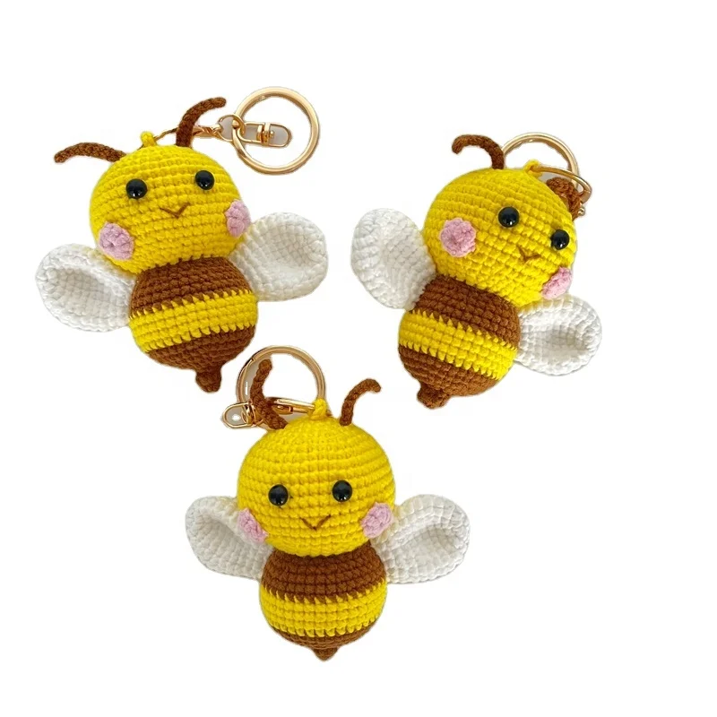 Custom New Born Baby Sleeping Gift Amigurumi Animals Crochet Soft Plush Stuffed Toy Crochet Bee Keychains