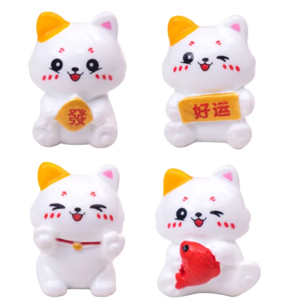 miniature animals mini chinese dolls lot resin lucky cat waving hands mini garden tiny planter terrarium figurines business gift