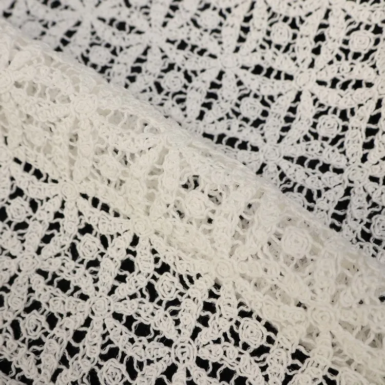 Wholesale White Embroidery Delicate Cotton Flower Car Bone Border Lace Trim For Wedding Dress