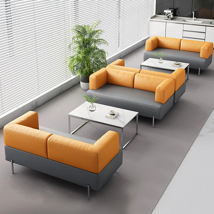New Modern Design Style Steel Frame Sofa Set Designs Small Leisure Waiting Leather Office Sofa