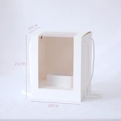 Hot sale clear box flower packaging cardboard boxes window gift boxes with handles