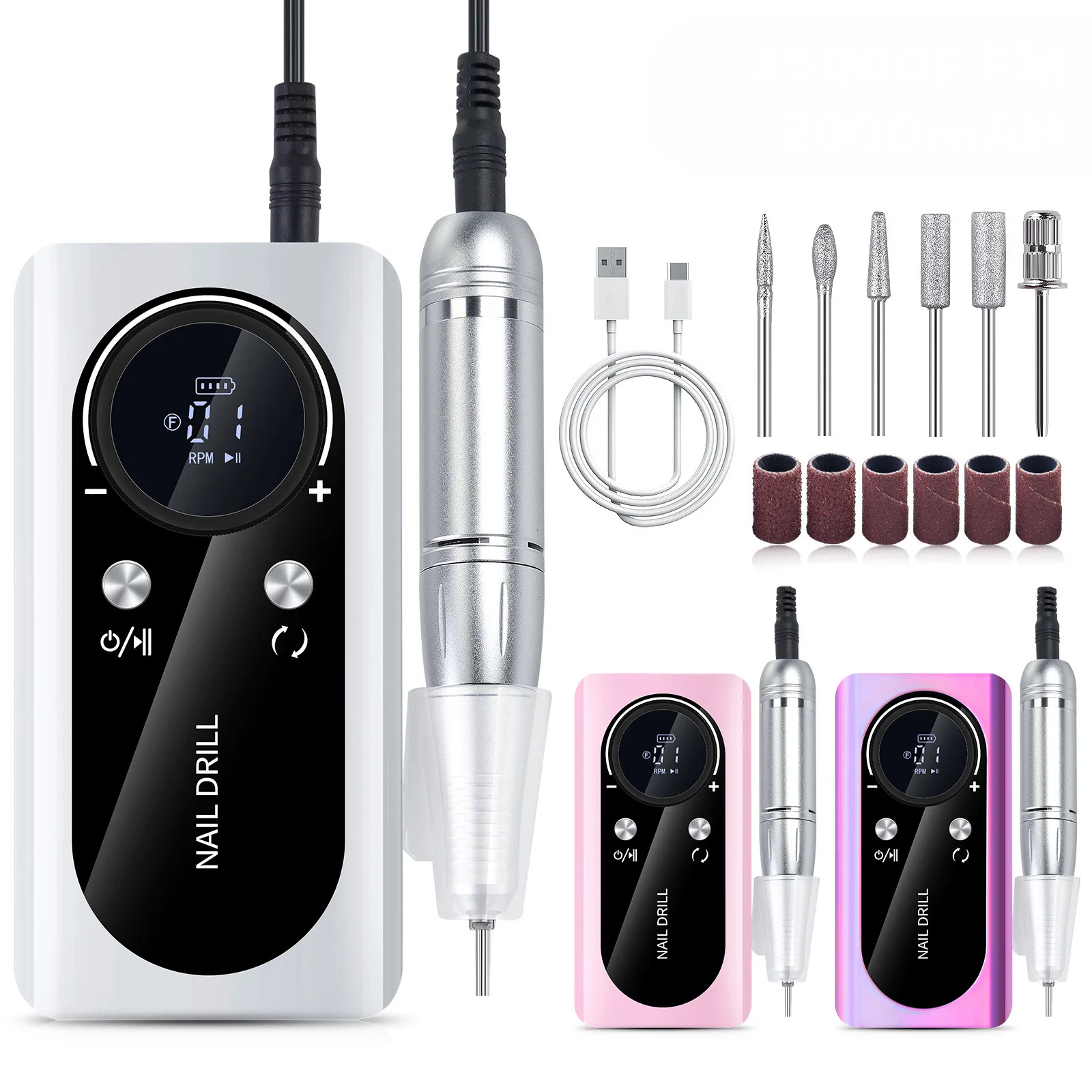 Перезаряжаемая машинка для полировки ногтей, 45000 об./мин.