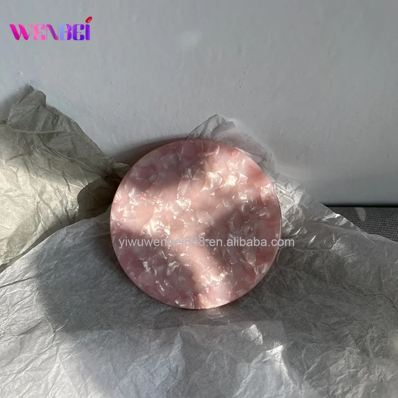 High-end Korean Pink Series Acetic Carry Makeup Mirror Bangs Hair Comb Set for Women