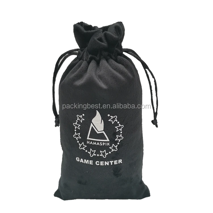 OEM Manufacture custom logo wholesales Pink small drawstring soft velvet gift bag pouch