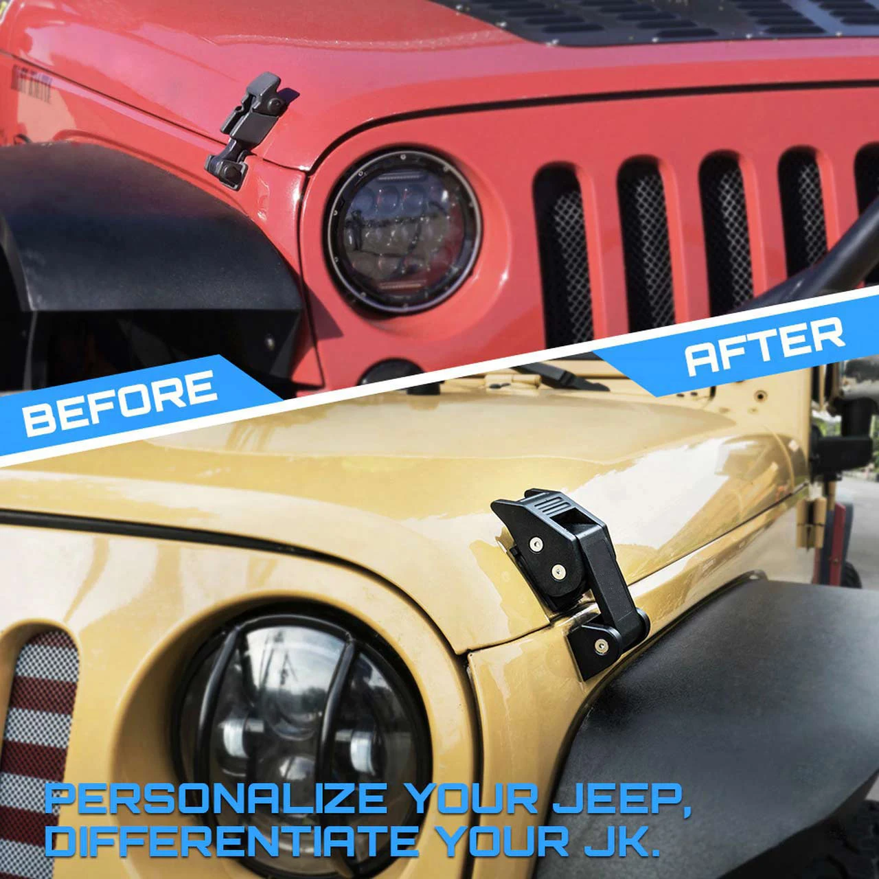 Алюминиевые защелки для капота N2- Jeep JK/JL/JT комплект регулируемых Wrangler