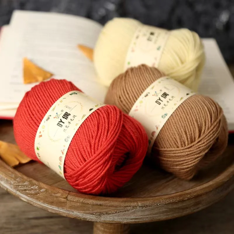 Bojay High Quality Ball Yarn 50g 4ply Super Soft Mercerized Wool Yarn For Hand Knitting Crochet Sweaters