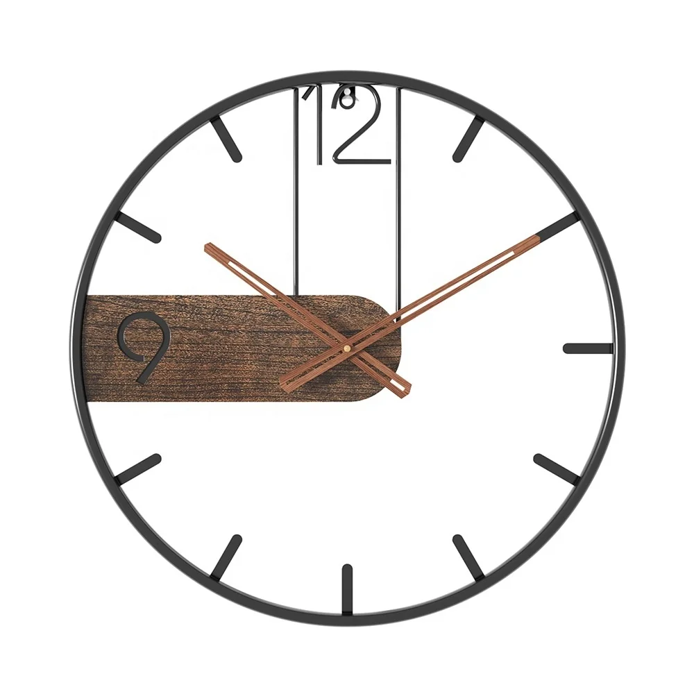 Nordic fashion hot iron silent  clock living room bedroom  metal clocks simple creative light luxury wall clock