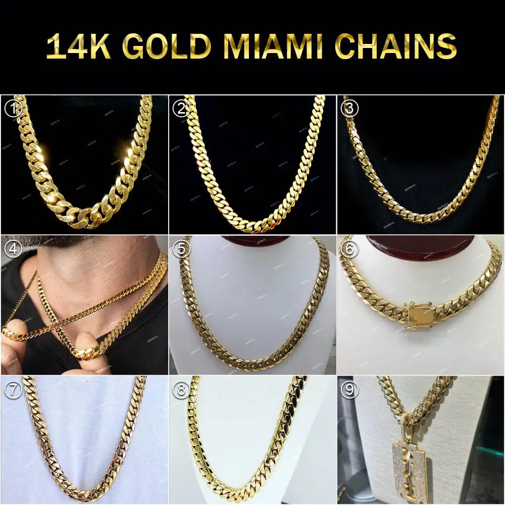 Wholesale 10K 14K 18K Solid Real Gold 8MM Cuban Link Chain Bracelet Iced Out Hip Hop Moissanite Necklace Fine Jewelry Men Women