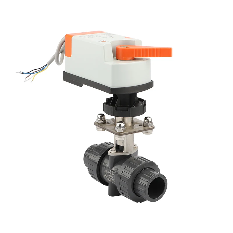 Customizable 0-10V/4-20mA Analog Control Electric Actuator UPVC Ball Valve with Manual Power Plastic Material OEM Supported
