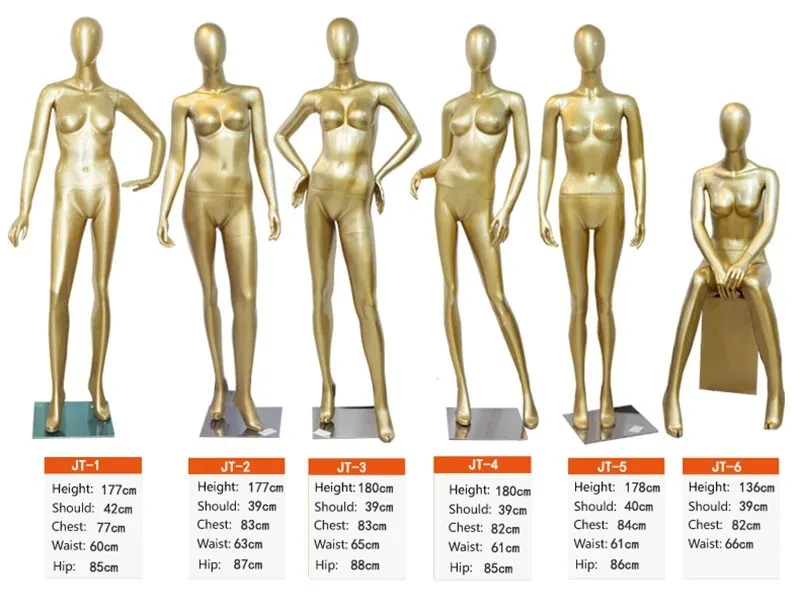 Boutique Shinny Gold Chrome Mannequin Silver Golden Display Shop Window Women Full Body Fiberglass Mannequins Female for ladies