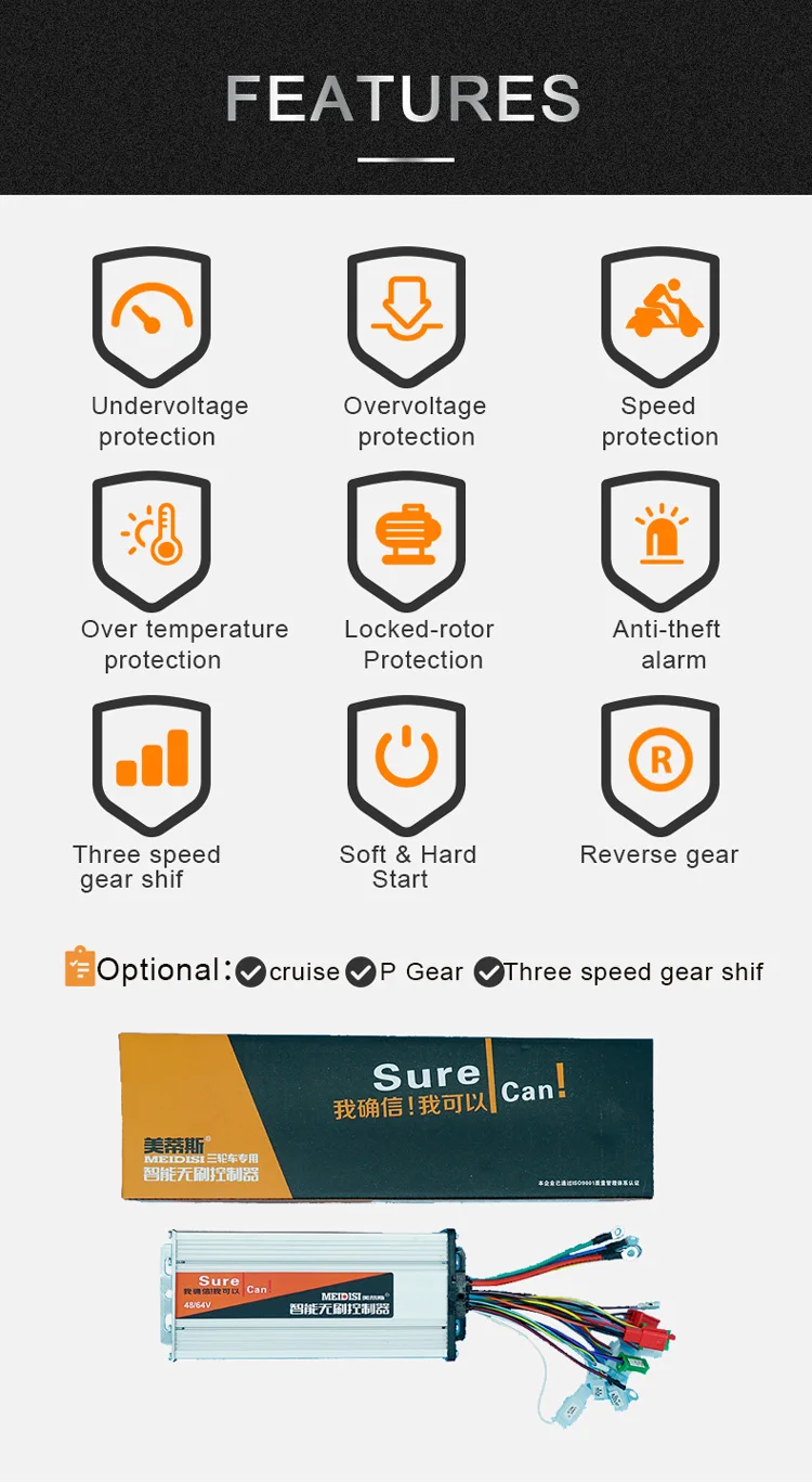 72v 1000w Brushless DC controller Motorcycle Scooter ATV Retrofit Kit Motor  Driver