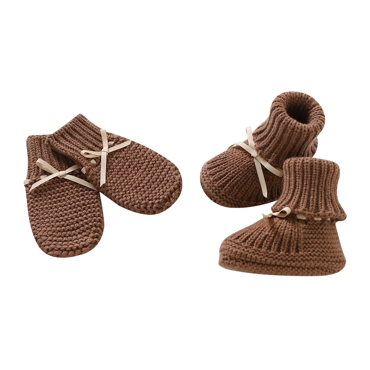 Soft Baby Woolen Gloves And Shoes For Cozy Comfort Handmade Knit Infant Accessories Gloves And Shoes