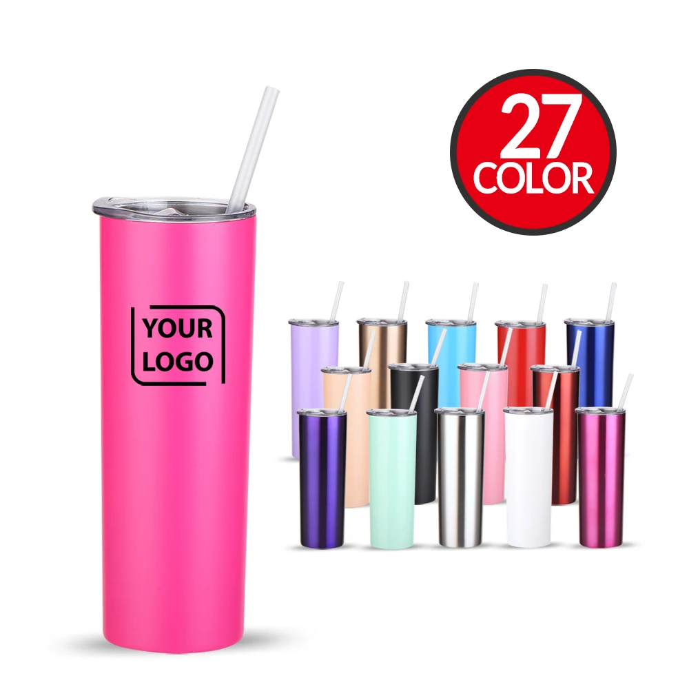 Stainless Steel Powder Coated Bulk Skinny Tumbler 20 Ounce Double Wall Tall Matte Black Olive Green Maars Skinny Tumbler